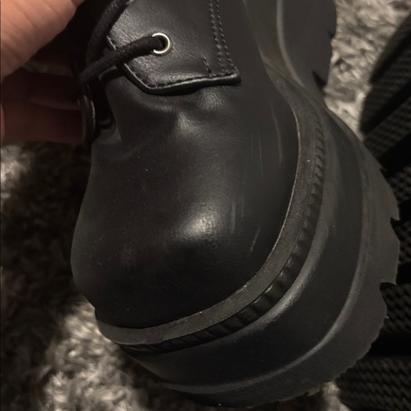 Demonia Black Vegan Leather Ankle Platform Boots 8 - Picture 5 of 9